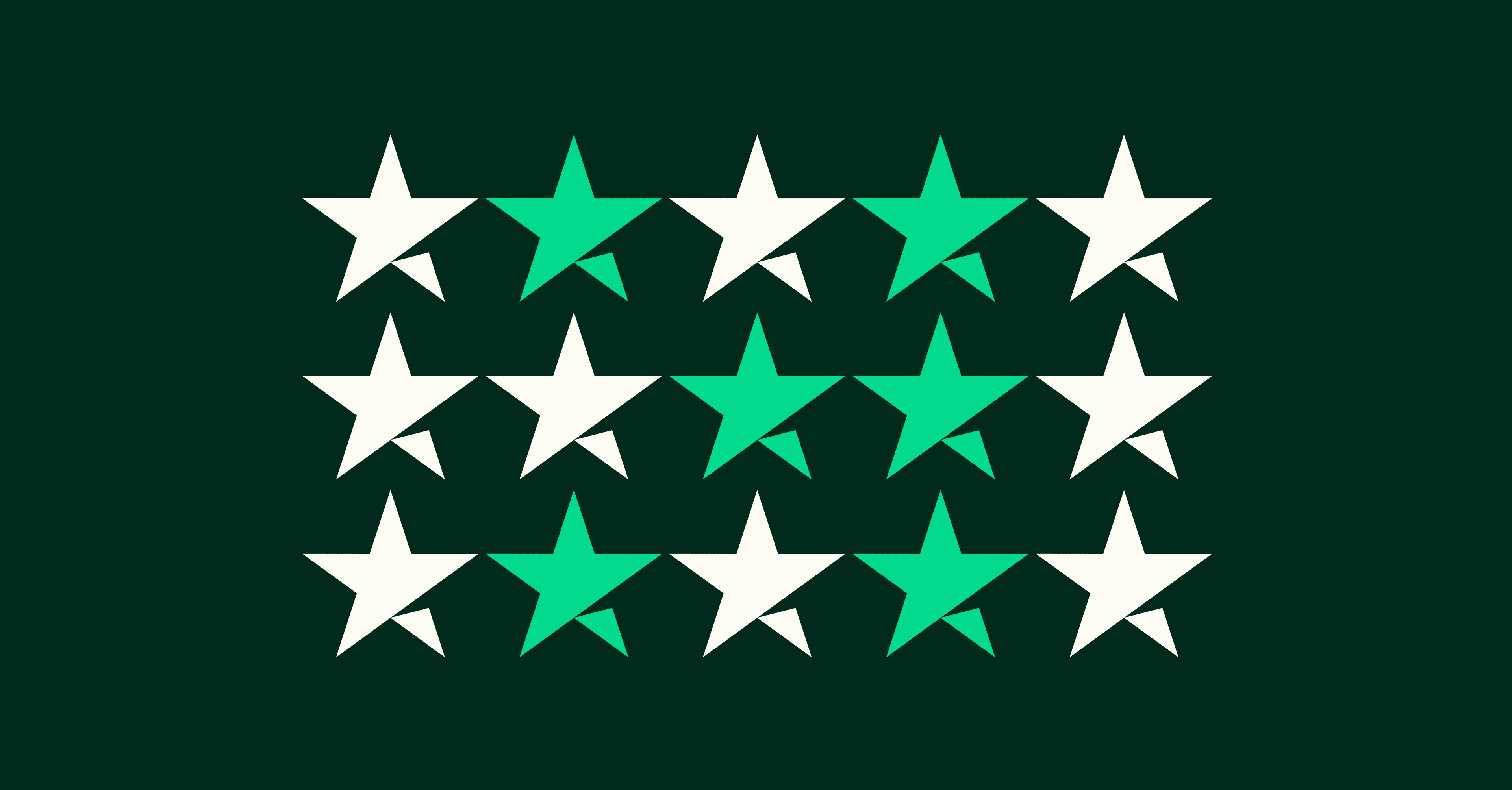 A green background displaying Trustpilot stars in Green and White